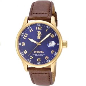 Invicta 15255 Men’s I-Force 18k Gold Ion-Plated Stainless Steel Brown Leather Watch