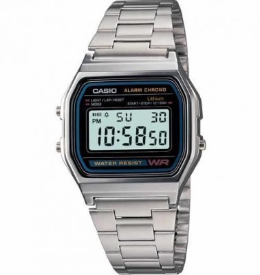 Casio A158W-1 Men's Classic Digital Stainless Steel Bracelet Watch