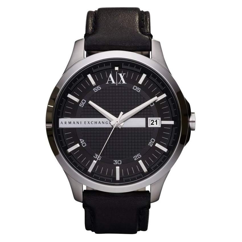 armani exchange black dial two tone strap watch