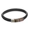 Fred Bennett B5119 Men's Navy Blue Leather Plaited Bracelet