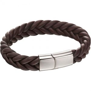 Fred Bennett B5140 Men's Fred French Plaited Brown Leather Bracelet
