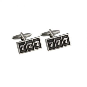 Harvey Makin HM1339 Monte Carlo Silver & Black Cufflinks - 7 7 7