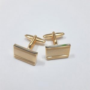 Harvey Makin HM1878 Nickel Plated Shiny Brushed Gold Pair Cufflinks