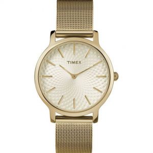 TIMEX TW2R36100 WOMEN'S SKYLINE ANALOG GOLD MESH STRAP WATCH