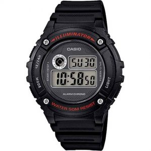 CASIO W-216H-1AVDF GENTS PL SPORT MEDIUM BLACK RESIN BAND WATCH