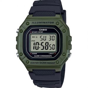 Casio W218H-3AV Men's Chronograph Green Case Digital Medium Watch