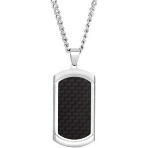 Invicta N8165 Men's Inlaid Carbon Fiber Steel Dog Tag Necklace