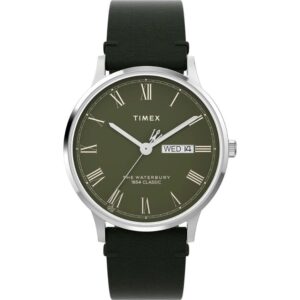 Timex TW2W50500 Men’s Stainless Steel Green Dial Leather Strap Watch
