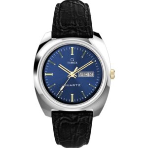 Timex TW2W44800 Men's Q Timex 1978 Day/Date Leather Strap Watch