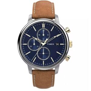 Timex TW2U39000 Men’s Chronograph Brown Leather Strap Watch.