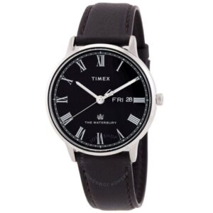 Timex TW2U88600 Men’s Black Analogue Leather Strap Watch