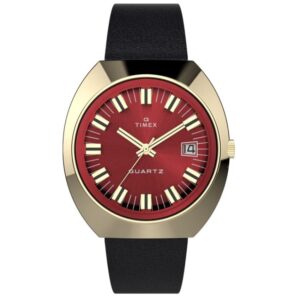 Timex TW2V25400 Men’s Q Timex 1972 Reissue Leather Strap Watch