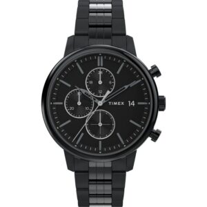 Timex TW2W13400 Men's Black Chicago Chronograph Black Dial Steel Watch