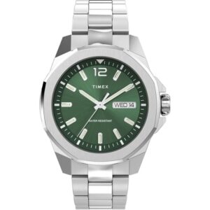 Timex TW2W13900 Men's Essex Avenue Green Dial Analogue Steel Watch