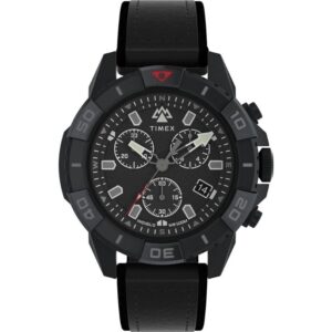 Timex TW2W16000 Men's Chronograph Black Leather Watch