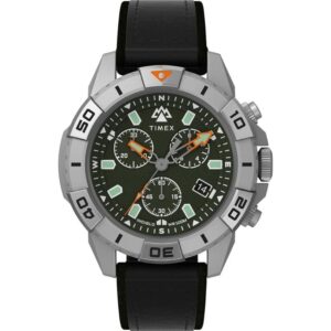 Timex TW2W16100 Men's Chronograph Green Dial Leather Watch