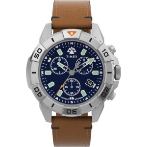 Timex TW2W16300 Men's Expedition Chronograph Brown Leather Watch