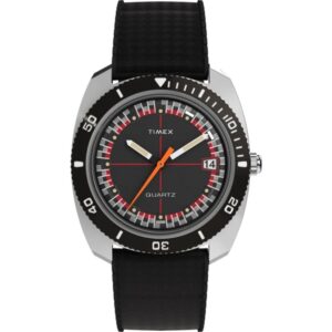 Timex TW2W22400 Men’s Q-Timex Reissue 1971 Velocity Synthetic Rubber Strap Watch