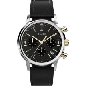 Timex TW2W51500 Men’s Chronograph Black Dial Black Leather Strap Watch
