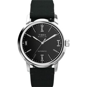 Timex TW2W59700 Men's Marlin Automatic Stainless Steel Black Dial Black Leather Watch