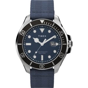 Timex TW2W62700 Men's Harborside Coast Quartz 43 mm Blue Dial Recycled Fabric Watch