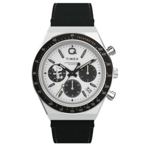 ​Timex TW2W68900 Men's Q Timex Chronograph x Peanuts Snoopy Leather Strap Watch
