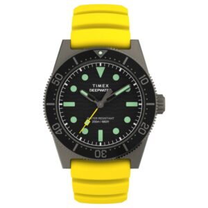 Timex TW2W74800 Men's Deepwater Reef 200 Black Dial Dive Watch with Yellow Strap