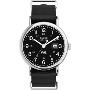 Timex TW2W86100 Unisex Weekender Black Dial Black Slip Thru Fabric Strap Watch
