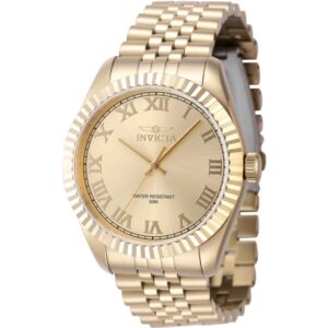 Invicta 47406 Men's Specialty Quartz 43mm Gold-Tone Stainless Steel Case Gold Dial Gold-Tone Stainless Steel Bracelet Watch