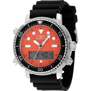 Invicta 48368 Men's Pro Diver Quartz 46.5mm Stainless Steel Case Black Dial Black Silicone Strap Watch
