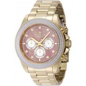 Invicta 48753 Men's Elite Diamond Quartz 44mm Gold-Tone Stainless Steel Case Pink Mother-of-Pearl Dial Gold-Tone Stainless Steel Bracelet Watch